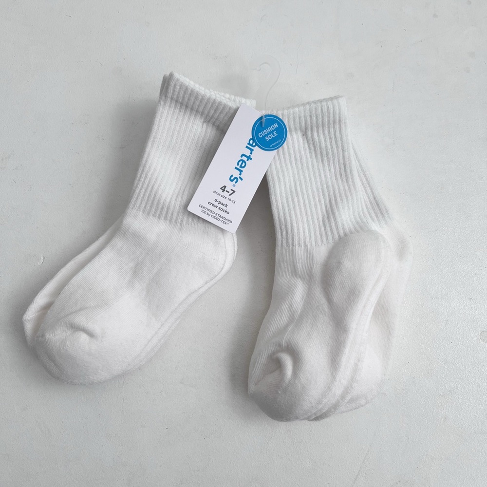 Carter's Kids Classic White Crew Socks - 6 Pack